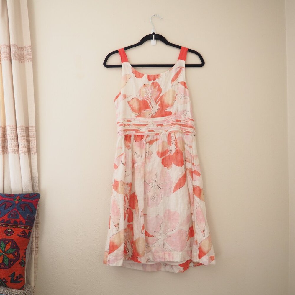 !! LOFT Floral Hibiscus Sleeveless Dress sz 8 - Picture 6 of 7